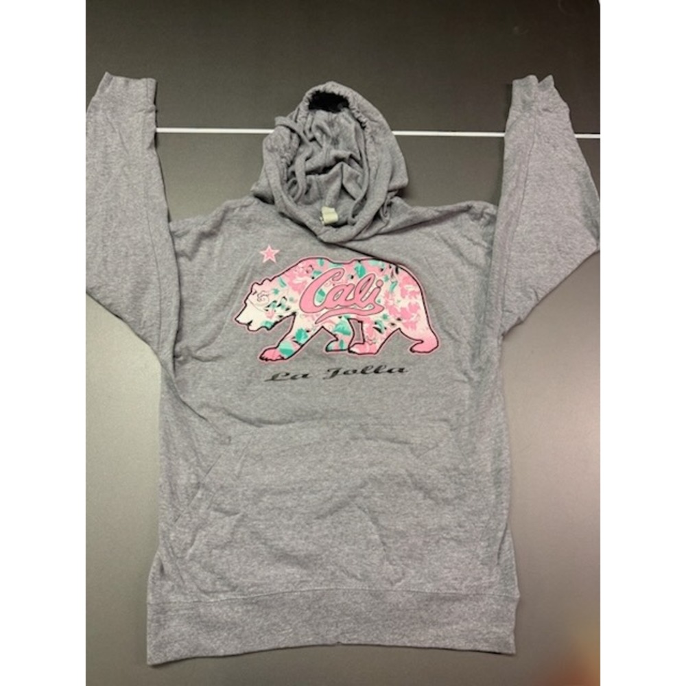 AMS California Cali La Jolla Floral Bear Hoodie Grey Small MH13104